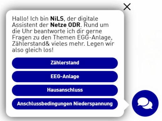 Screenshot Sprechblase Chatbot NiLS